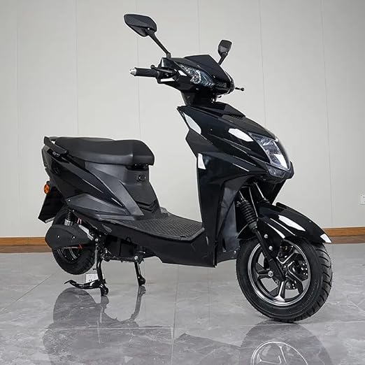 Electric Scooter, Sporty Design, Black And Grey, For Adult, LED Headlight, Wide Seat, Waterproof Lithium Ion Battery With 48V 30AH Range:60-70Km Speed:45Km/H Non RTO-EV Bike