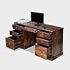 Sheesham Wood Wooden Study Writing Desk Table for Office | Laptop Computer Table with 6 Drawers Storage for Home and Office | Provincial Teak Finish