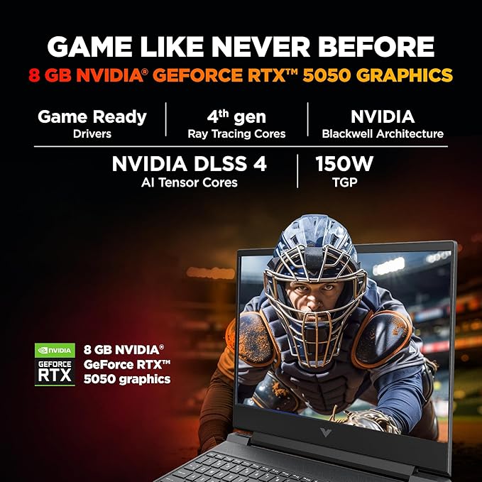 HP Victus, 13th Gen Intel Core i7-13620H, 8GB RTX 5060, 24GB DDR5(Upgradeable) 1TB SSD, 144Hz, 300nits, IPS, FHD, 15.6&amp;quot;/39.6cm, Win11, M365* Office 24, Mica Silver, 2.29Kg, fa2308TX, RGB Laptop