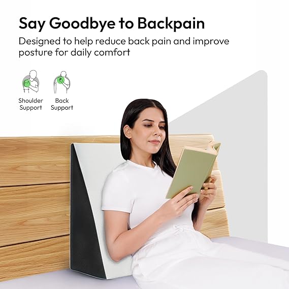 Frido Wedge Plus Cushion for Sleeping, Sitting Acid Reflux Relief | Memory Foam Pillow | High Resillience Foam | Orthopedic Wedge Cushion for Leg Elevator | Pregnancy | GERD