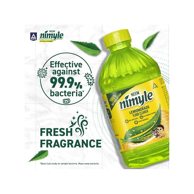 Nimyle Eco Friendly Floor Cleaner, Lemongrass 2L, with Power of Neem for 99.9% Anti Bacterial Protection &amp;amp; Freshness of Lemongrass, Surface Cleaner