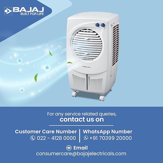 Bajaj PX25 Torque Personal Air Cooler 24L For Home | Cooler For Room | Inverter Compatible | 16Ft Powerful Air Throw | High Speed Fan | 3 Yrs Warranty (1 Yr Standard + 2 Yrs Extended Warranty)【White】