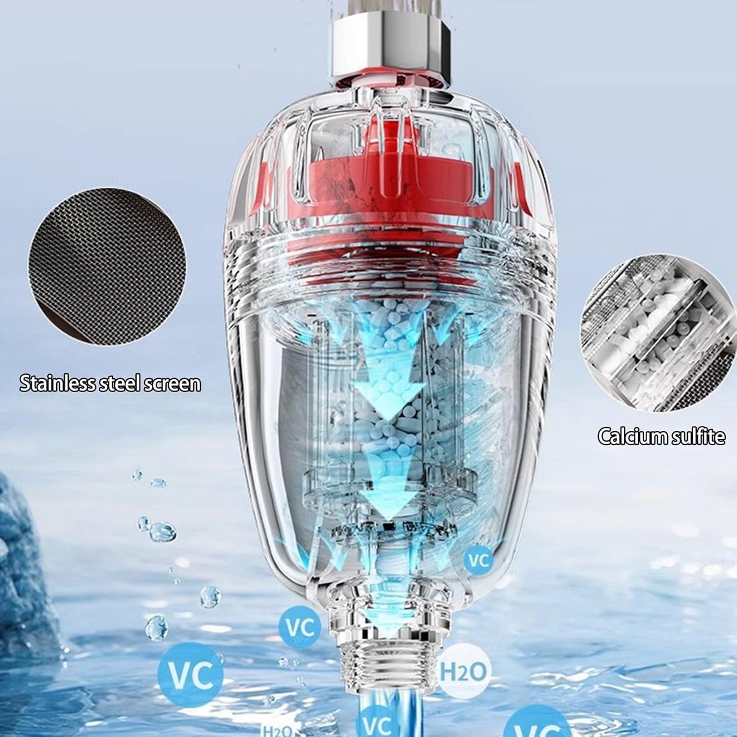 Water Heater Filter with Anti-Electric Shock Safety Valve | Geyser Leakage Protection with Reusable Sediment Filter Strong Dirt &amp;amp; Scale Remover | Universal 1/2&amp;quot; Inlet (Combo - Red &amp;amp; Blue)