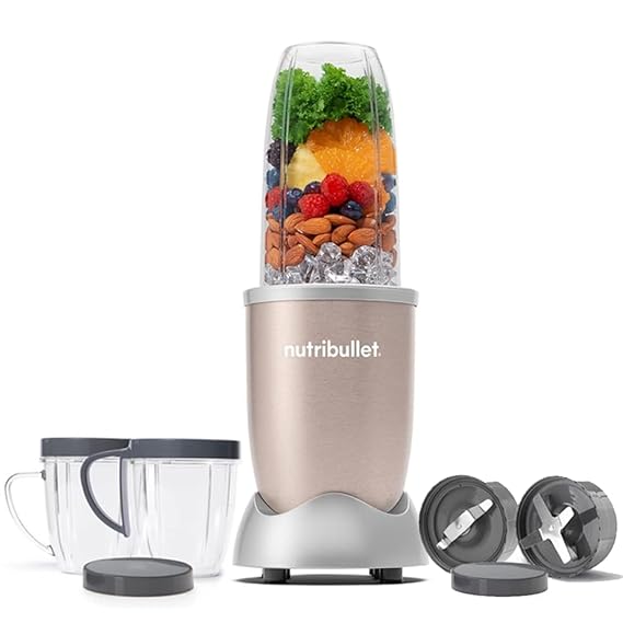 Nutribullet Pro 900W Champagne Gold, 12 Pcs Set, Usa #1 Mixer / Grinder / Smoothie Maker, &amp;quot;The Original &amp;quot;, Food Processor, Best Blender, 3 Unbreakable Jars, 2 Blade Set (Wet &amp;amp; Dry) - 900 Watts