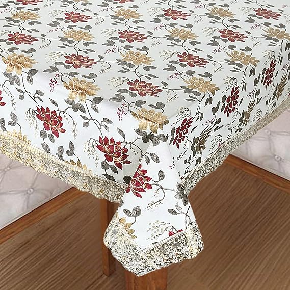 Homerz Premium Dining Table Cover for 6 to 8 Seater, 60 x 90 inch Size, Waterproof and Dustproof (Brown Lotus New, 60x90 inch- 6-8 Seater)