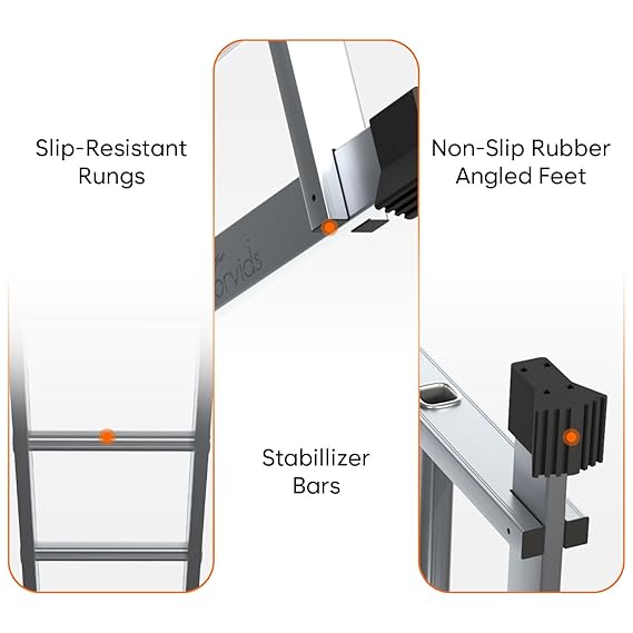 Corvids 14.5 Feet (16 Steps) Portable Compact Folding Aluminium Multipurpose Super Ladder Ladder for Home Industrial Use - Capacity 120 Kg