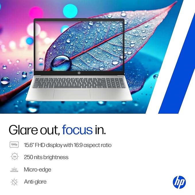 HP Laptop 15, Intel Core i5-1335U-13th Gen (16GB DDR4,512GB SSD) Win11, M365 Basic(1yr)* Office24, Anti-Glare, Micro-Edge, FHD, 15.6''/39.6cm,Iris Xe Graphics, Backlit KB, FHD Camera Silver, 1.59kg