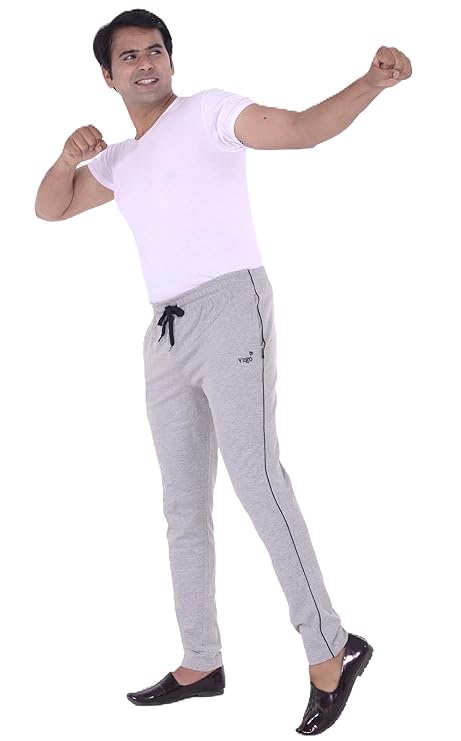 VEGO Men Regular Fit Pure Cotton Black Plus Size Lower/Track Pants