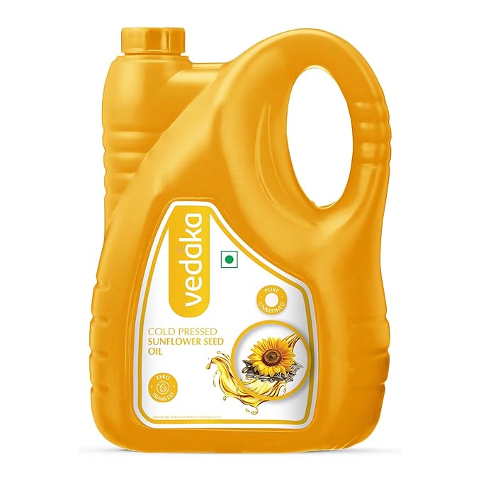 Vedaka Cold Pressed Sunflower Oil 5L | Suitable For Cooking &amp;amp;amp; Frying | Contains Mufa &amp;amp;amp; Omega - 6 Pufa | Contains Natural Antioxidants And For All Types Of Cuisines