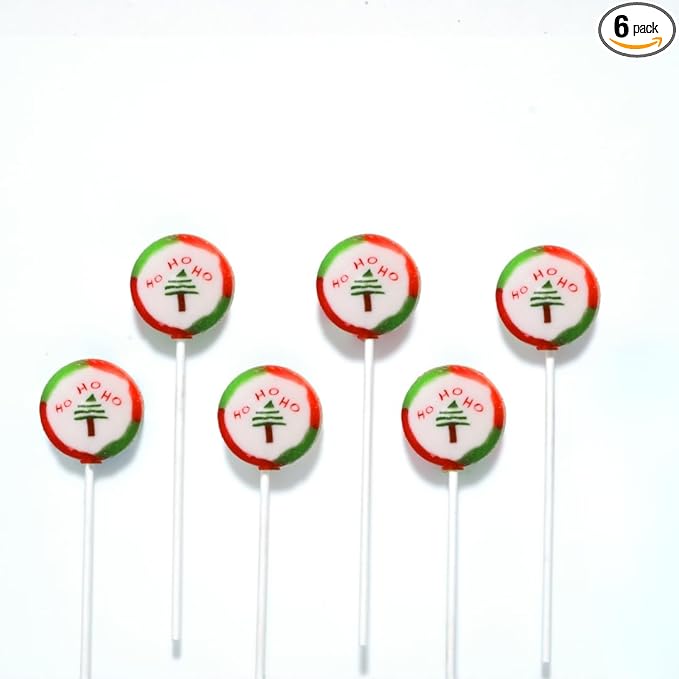 ZUBI THE FUN CANDY Ho Ho Ho Christmas Tree Lollipops (Pack of 6) | Enriched with Vitamin C | Handmade Candy | Perfect Christmas Lollipops | Candy Rocks Limited Edition