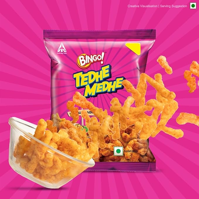 ITC Bingo! Tedhe Medhe Masala Tadka - Sticks with Indian Masala Flavour - 80g/75g(Weight May Vary)