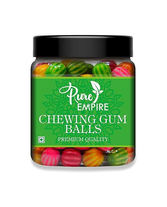 PURE EMPIRE Chewing Gum Balls | Mint Flavored Bubble Gum Candy | Fun &amp; Flavorful Treats for All Ages | Colourful Candy (250 Grams Jar Pack)
