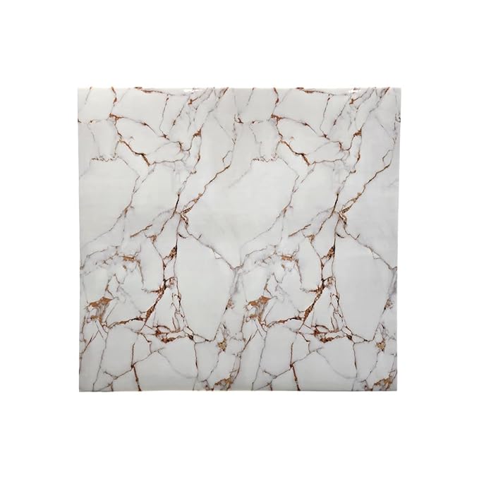 INFINITY DECOR White with Golden Texture Marble UV Panels Marble UV Sheets, self Adhesive Wall Tile (60 cm * 60 cm),Marble Look Wall Panels for Homes and Offices, self Adhesive Wallpaper(Pack of 5)