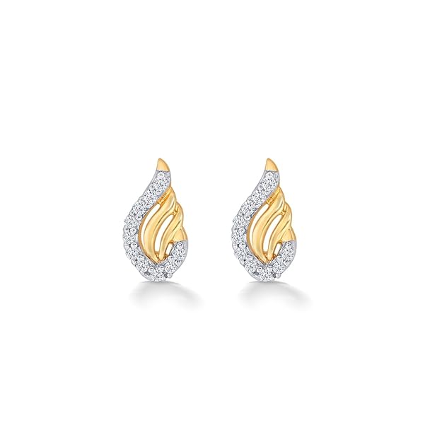 P.N.Gagdil Jewellers 14 Karat Yellow Gold Diamond Certified Gold Stud Earring For Women DER4560 IJ/SI