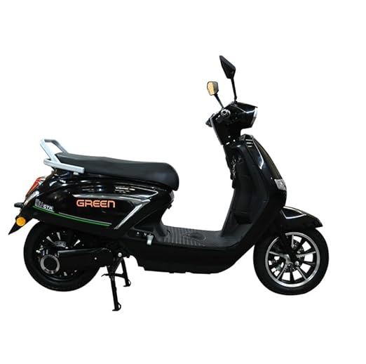 Green Vista Low Speed Electric Scooter Non RTO 60KM Range Black with Portable Charger
