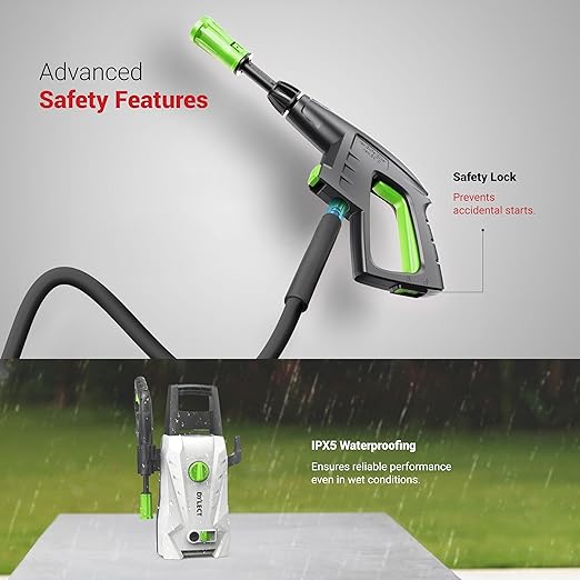Dylect® Ultra Flow Plus High Pressure Car Washer Pump, 1900W Motor, 140 Bar Pressure, 6.5L/Min Flow Rate, Upright Design for Car, Bike &amp; Home Cleaning, Now with 8M Outlet Hose, Includes 11 Accessories