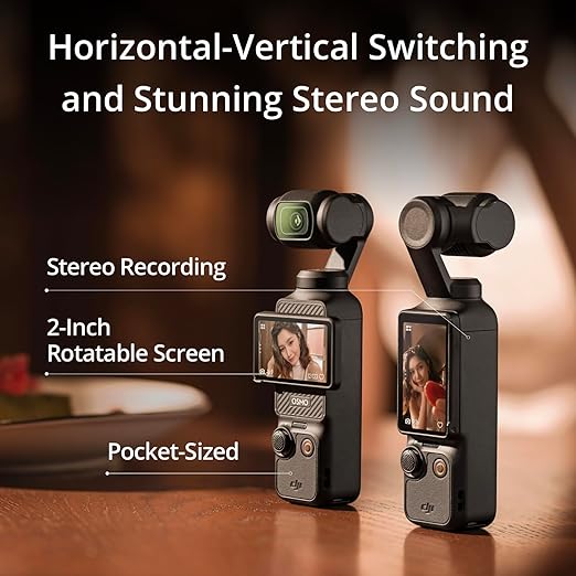 DJI Osmo Pocket 3, Vlogging Camera with CMOS 4K/120fps Video, 3-Axis Stabilization, Fast Focusing, Face/Object Tracking, 2&amp;quot; Rotatable Touchscreen, Small Video Camera for Photography, YouTube