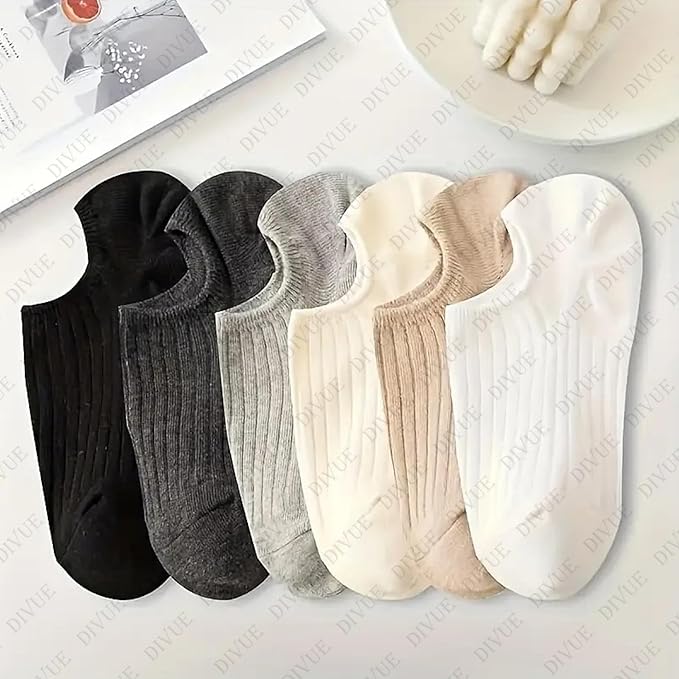 DIVUE Ankle Length No Show Socks for Men Women | 6 Pair Multi Color Combo Pack | Soft Cotton Stretch Fabric | Breathable, Sweat Absorbent Durable | Invisible Casual Sports Socks