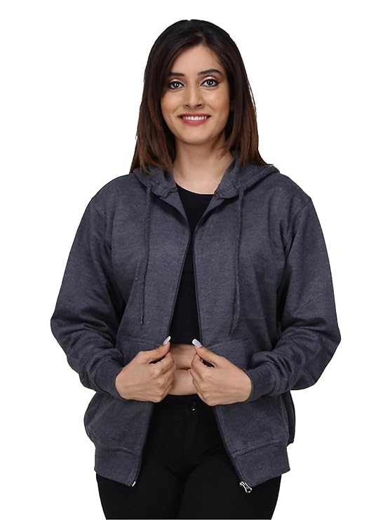 FALTU.CO Women Full Sleeve Cotton Zipper Hoodie with Pockets | Regular Fit Hooded Sweatshirt Pullover for Winter, Casual, Outdoor, Travel &amp;amp; Everyday Wear