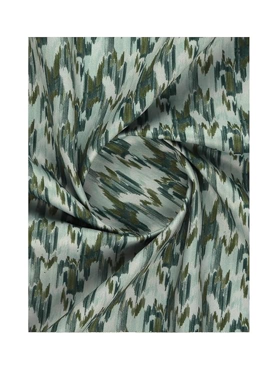 RAMRAJ COTTON Classic Cotton Blend Unstitched Shirting Fabric,|Printed Pattern|147cm x 160 cm| Casual Wear (Green|Cotton Rich)