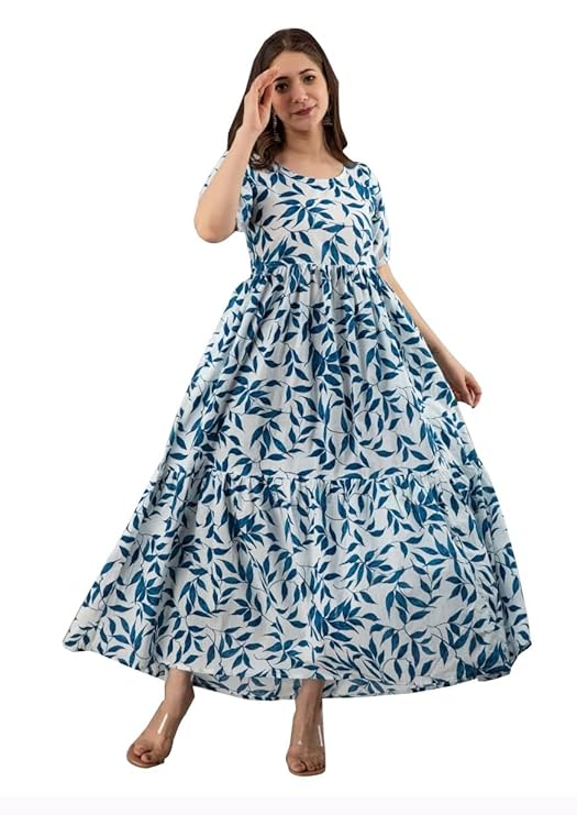 Dhruvi Women Rayon Anarkali Maternity Dress Feeding Kurti with Zippers.