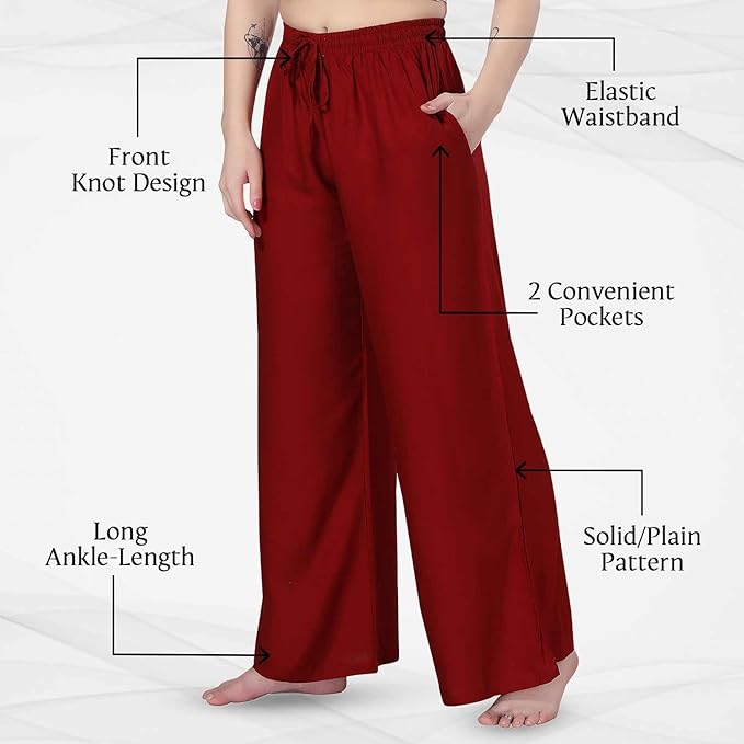 TRASA Women and Girls Cotton Reyon Regular Fit Palazzo Pants - Available Size - L, XL, 2XL, 3XL.