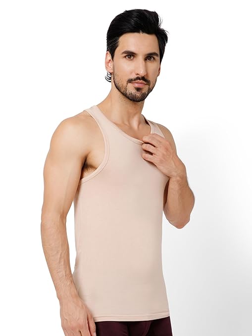 OXYZONE Men Modal Vest Super Soft Solid Round Neck Sleeveless Baniyan Innerwear for Men, Breathable, Odour-Free, Anti Bacterial Finish Regular Fit Undershirt