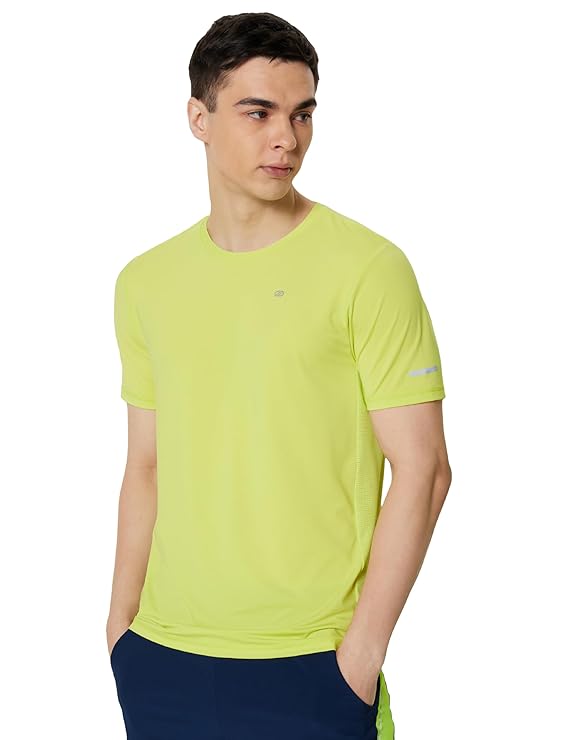 Symbol Premium Men Solid Regular Fit Sports Stretch T-Shirt | Round Neck | Raglan Sleeve | Moisture-Wicking | Activewear | Running | Gym | Plain.