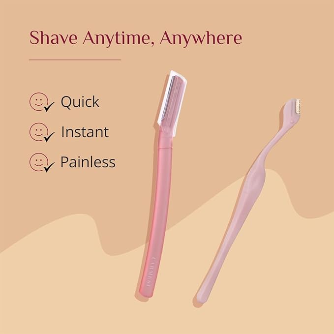 Carmesi Women's Face Hair Removal Combo | 1 Face Razor, 1 Eyebrow Razor, 1 Facial Shaving Balm | Instant &amp; Painless Hair Removal | For Eyebrows, Upper Lip, Forehead, Peach Fuzz, Chin and Sideburns