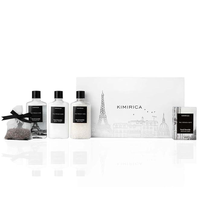 Kimirica The french Note Luxuriously Crafted Gift Set For Women and Men | Pampering Kit for Birthday's &amp; All Special Occasions | Majestic fragrance of French Lavender | 5 Piece Gift Set | 100% Vegan
