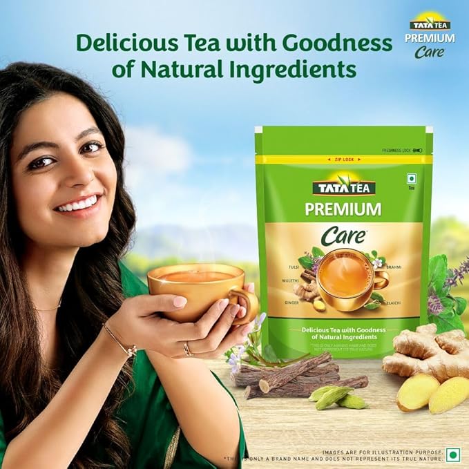 Tata Tea Premium Care Black Tea 1kg, Delicious Tea with Goodness of Tulsi, Mulethi, Ginger, Brahmi &amp; Elaichi, Trusted Quality Tea, Loose Leaves