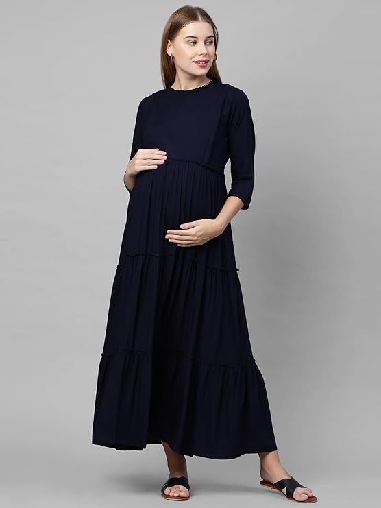 MomToBe Women Fit And Flare Knee Length Dress: