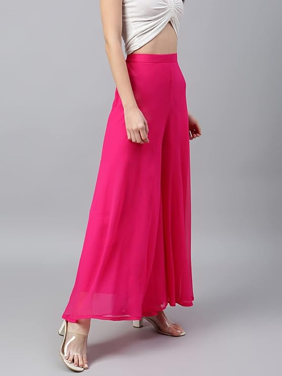 RATAN Women’s Georgette Flared Freesize Sharara Palazzo Pant