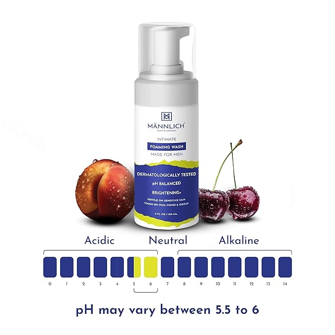 Mannlich Intimate Wash for Men (150 ml) Relieves Itchiness &amp; Odour, Prevents Fungal Growth, Genital Area, pH Balanced &amp; Dermatologically Tested With Tea Tree Oil, Neem, Eucalyptus Oil, 1% Salicylic &amp; Lactic Acid