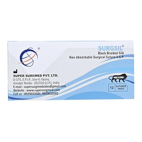 (SPS 5062), Non Absorbable Surgical Suture, USP 1 (Metric 4), Length 76 cm, 3/8 Circle Cutting 60 mm (12 Sutures Pack)