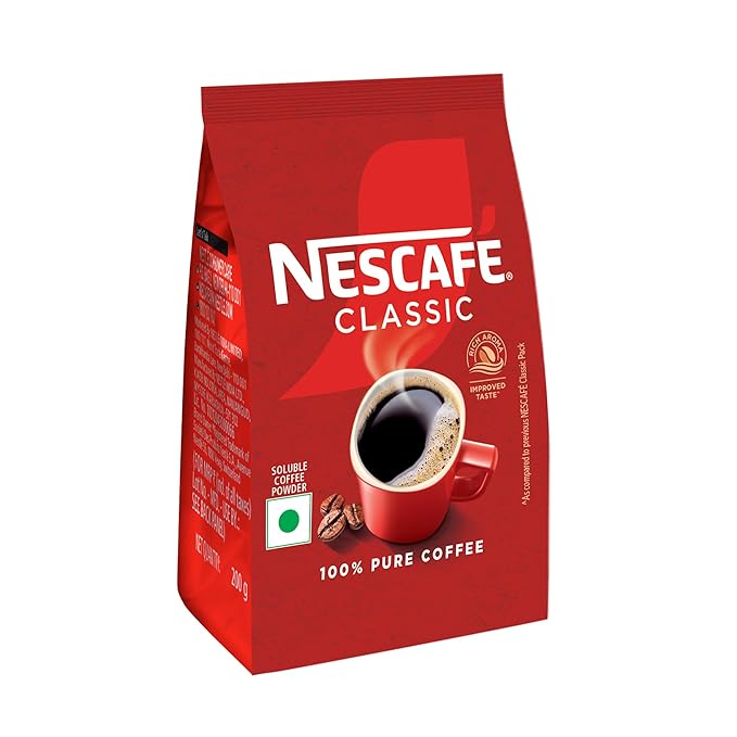 NESCAFE Classic Instant Coffee Powder | Great start to your morning | 100% Pure Coffee | 200g Pouch