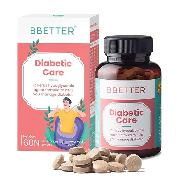 BBETTER Diabetic Care - Lab Tested Ayurvedic Medicine With Karela Jamun Gurmur Saptaranga And More To Manage Diabetes and Blood Glucose Level 60 Veg Capsules