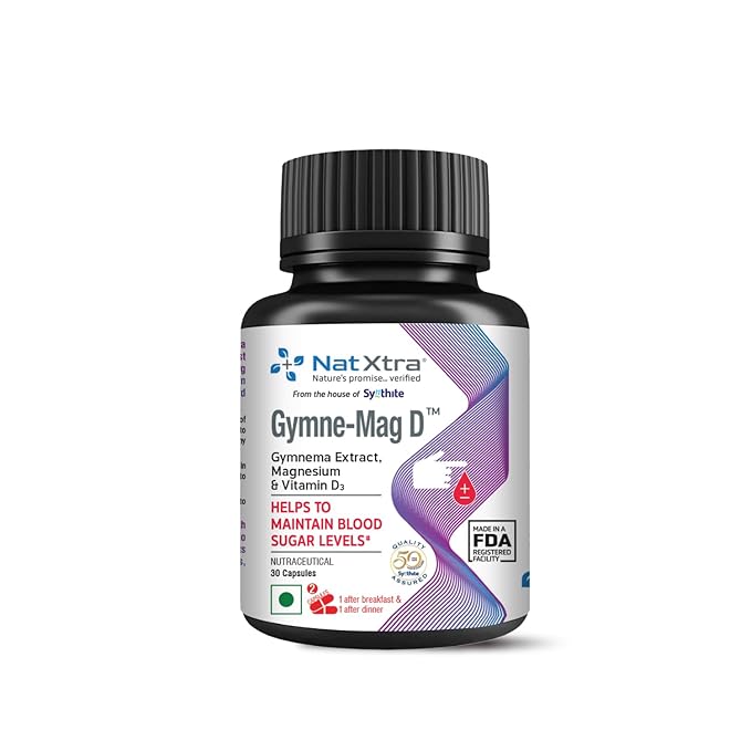 Natxtra Gymne-Mag D | Gymnema Sylvestre (Natural Gurmar leaves) + Magnesium + Vitamin D | Supports Healthy Blood Sugar Levels, Reduces Sweet Cravings &amp; Boosts Metabolic Wellness | 30 Vegetarian Capsules