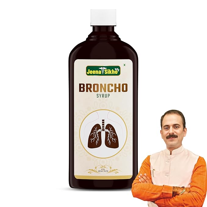 Jeena Sikho Broncho Syrup | Ayurvedic Syrup For Respiratory Health | Herbally Blended With Natural Herbs | Effective For Overall Health, 450ml