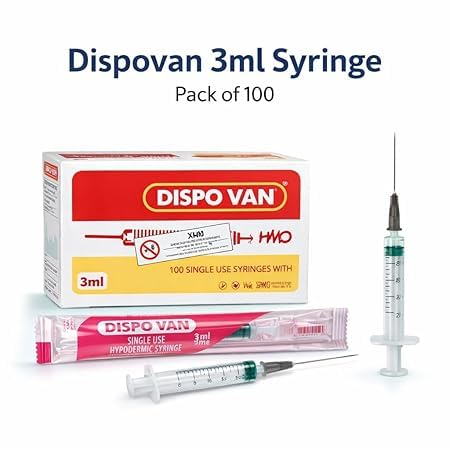 3ml Single-Use Syringes with Needle, Sterile Medical Syringes, Latex-Free, 100 Count