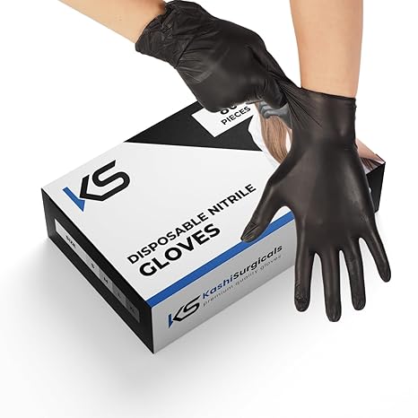 Powder Free Nitrile Gloves, Food Grade, Made In Malaysia (Large, Black, Box Of 80) (Large), Pack of 1