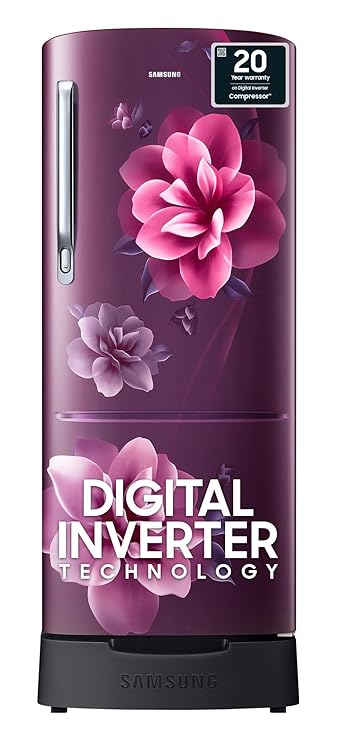 Samsung 183 L, 4 Star, Digital Inverter, Direct-Cool Single Door Refrigerator (RR20C1824CR/HL, Red, Camellia Purple, Base Stand Drawer)