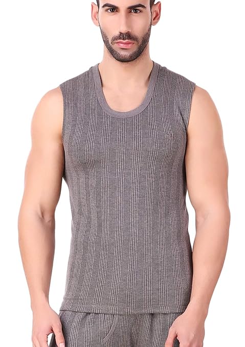 HAP Mens Kings Quilted Dark Grey Thermal Top/Sleeveless/Mega Top/Vest/Premium Winter Innerwear