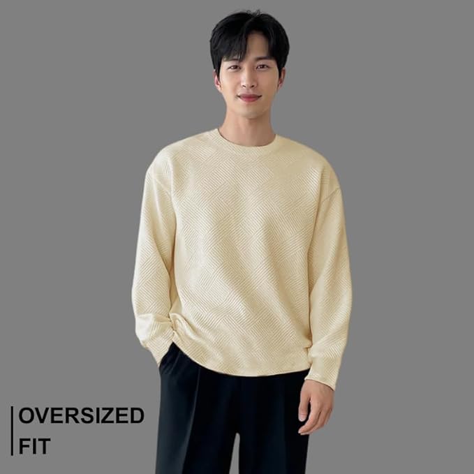 GRECIILOOKS Mens Polycotton Regular Fit Solid Plain Casual T Shirt Stylish Latest | Oversized Fit Full Sleeve T Shirt