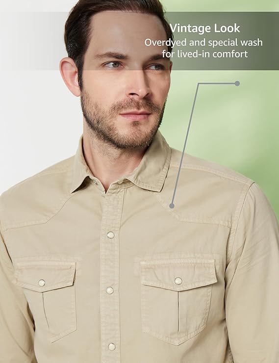 Symbol Premium Mens Washed Cotton Twill Casual Shirt - Regular Fit | Pure Cotton