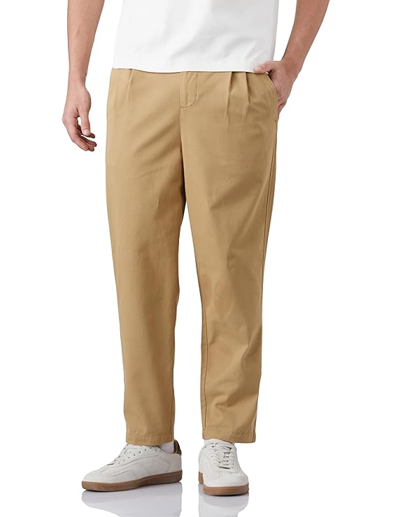 Symbol Mens Carrot Fit Pleated Casual Trouser