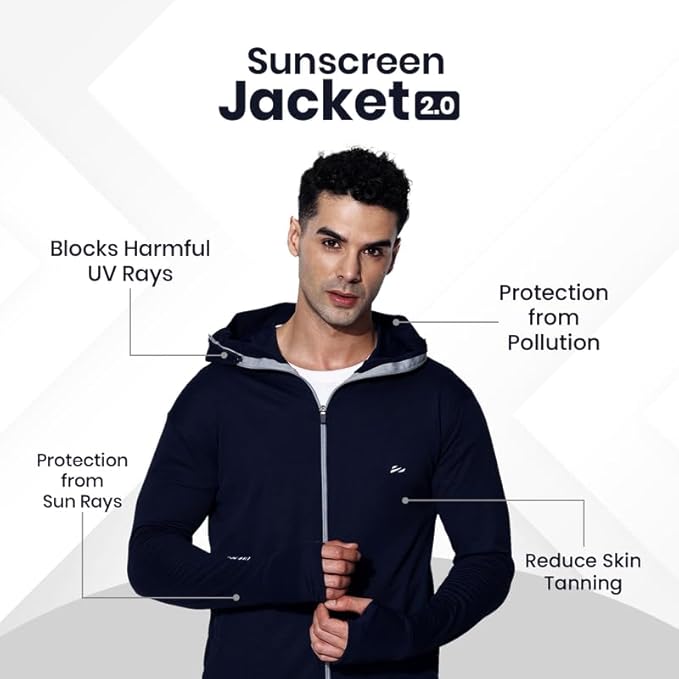 BLUE TYGA Sunscreen Jacket 2.0 - Advanced Protection from Sun &amp; Pollution - UPF 50+ Protection