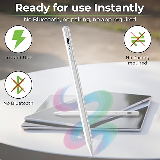 UltraProlink JOT Pencil 2 | Stylus Pen for iPad, Android Tablets &amp; Mobiles| |Magnetic|10Hr Use| Fast Charging| 12-Month Warranty|for iOS &amp; Android Touchscreens| LED Indicators|2 Nibs