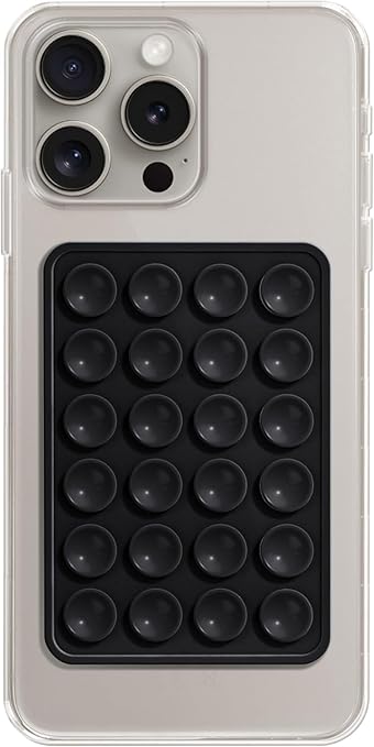 EDNITA Suction Phone Case, Phone Suction Sticker, Silicone Suction Phone Case for Hands-Free Mobile Accessory Holder Grip, Video Phone Accessory Compatible Mirror, Shower-Black