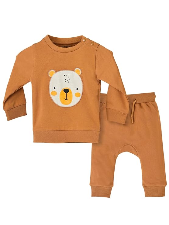 Nuego Cotton Printed Baby Boys Matching Set Coords with Round Neck Sweatshirt and Joggers New Born Baby Dress Co-ords Clothing Set for Newborn (3-24 Months) - Multicolor